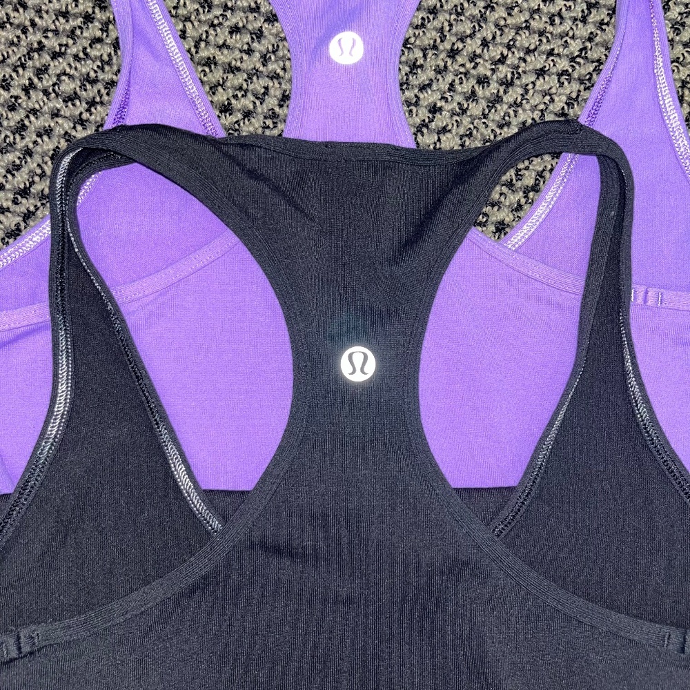 LULULEMON TANK TOP LOT BLACK AND PURPLE SHIRTS $68 EACH - Picture 3 of 3